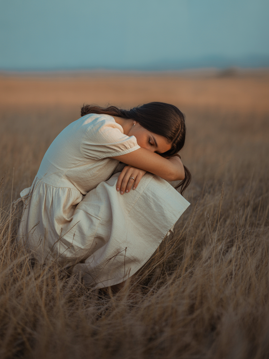 Femme recueillie dans les herbes – Yinora